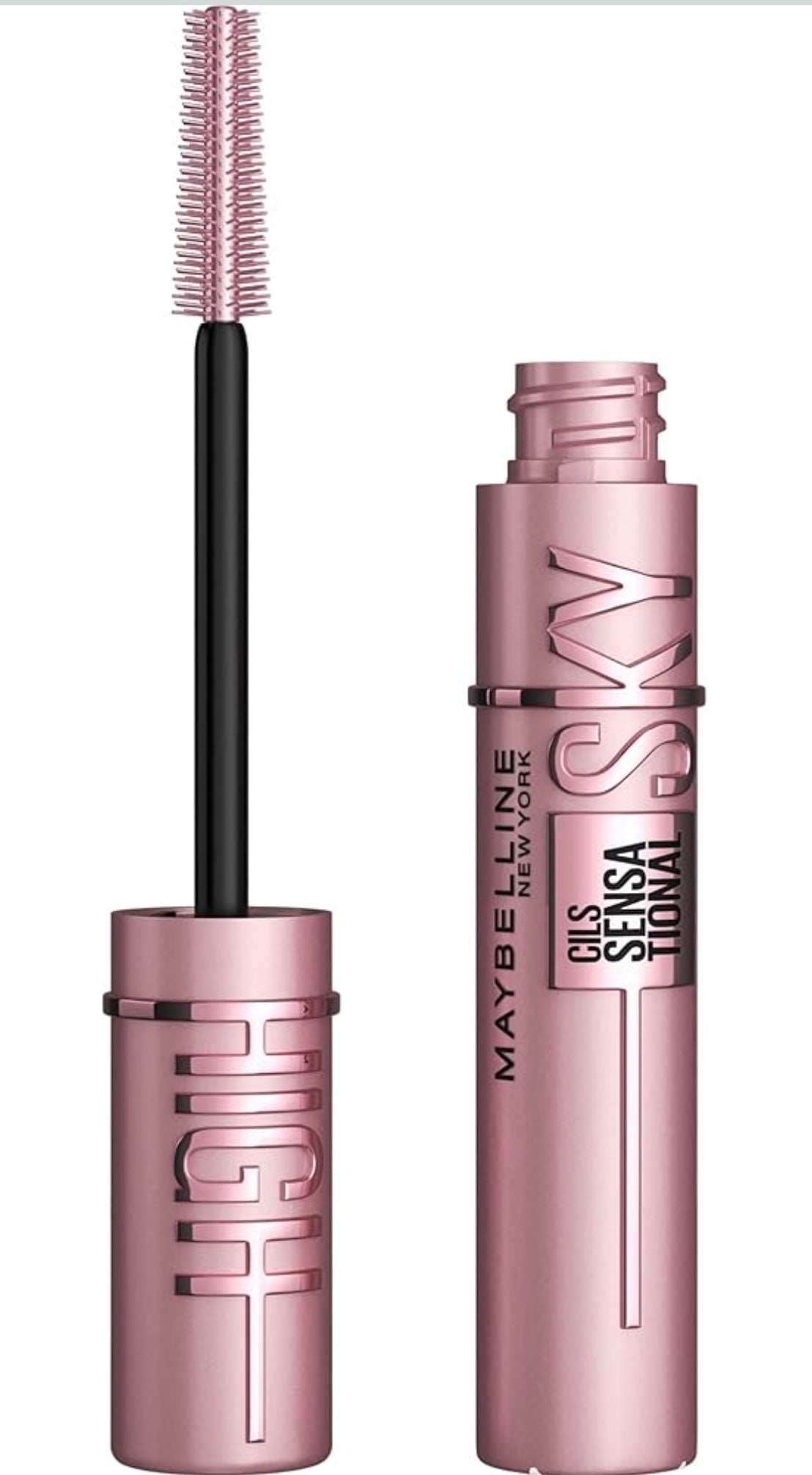 Maybelline New York, Máscara de Pestañas Lash Sensational Sky High con Cepillo Flexible y Extracto de Bambú, Volumen y Longitud Extrema para Pestañas Largas y Definidas, 7.2 ml, Tono 01, Negro